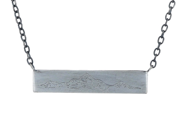 Sterling Silver Mountain Bar Necklace
